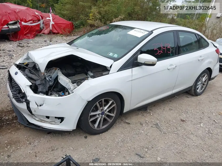 2017 FORD FOCUS VIN 1FADP3F2XHL302645 — фото 2