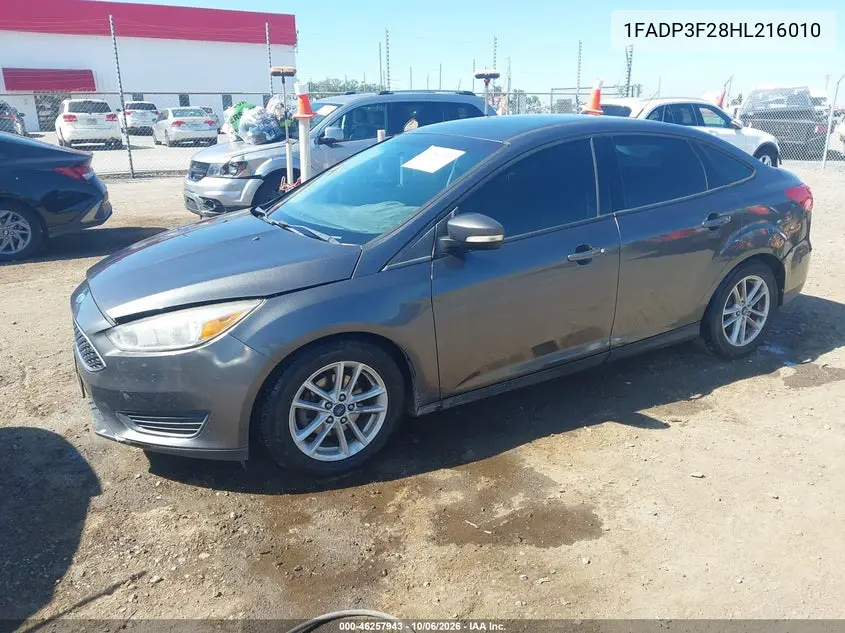 2017 FORD FOCUS VIN 1FADP3F28HL216010 — фото 2