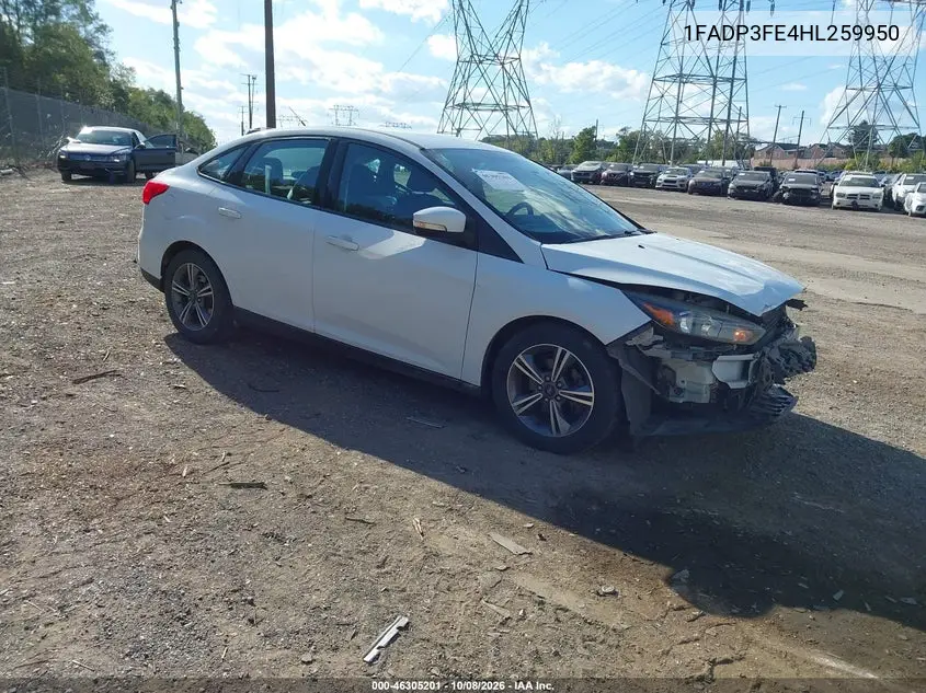 FORD FOCUS 2017, VIN 1FADP3FE4HL259950