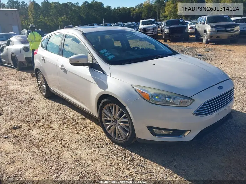 FORD FOCUS 2018, VIN 1FADP3N26JL314024