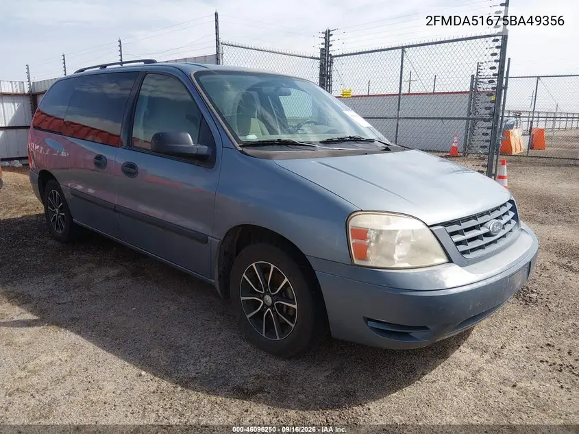 FORD FREESTAR 2005, VIN 2FMDA51675BA49356