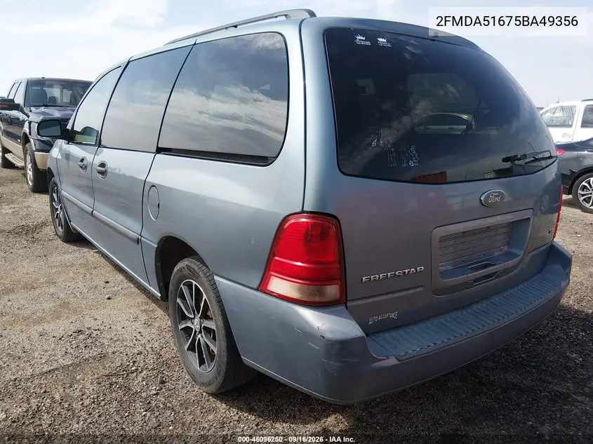 2005 FORD FREESTAR VIN 2FMDA51675BA49356 — фото 3