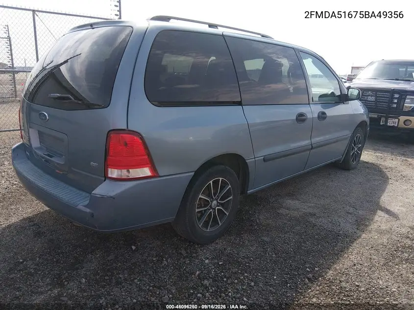 2005 FORD FREESTAR VIN 2FMDA51675BA49356 — фото 4
