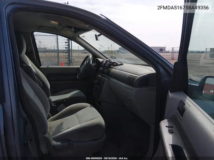 2005 FORD FREESTAR VIN 2FMDA51675BA49356 — фото 5