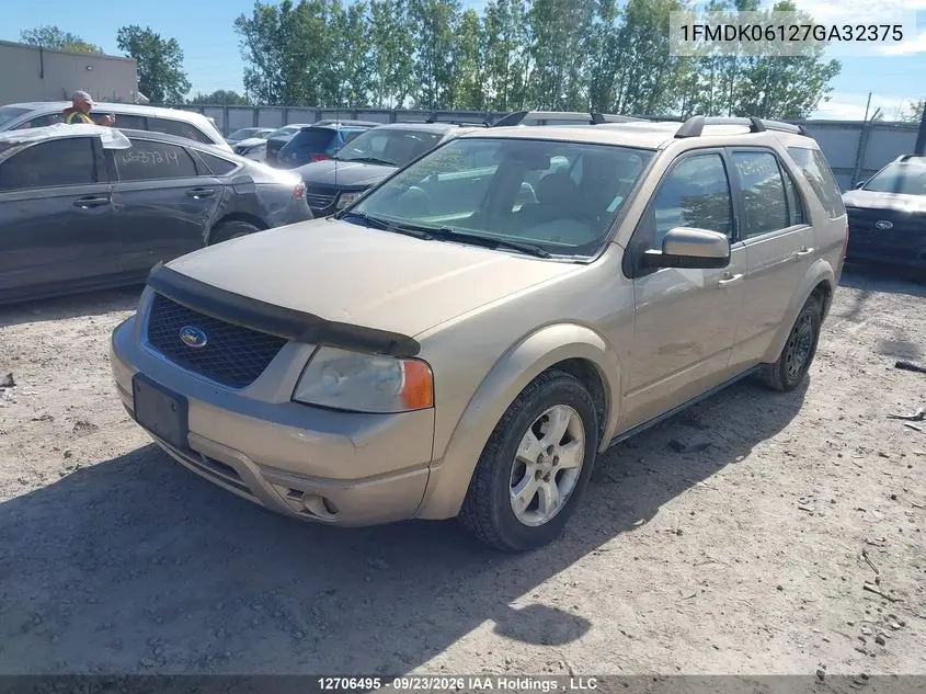 2007 FORD FREESTYLE VIN 1FMDK06127GA32375 — фото 2