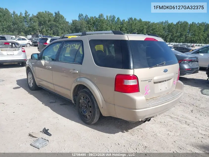 2007 FORD FREESTYLE VIN 1FMDK06127GA32375 — фото 3
