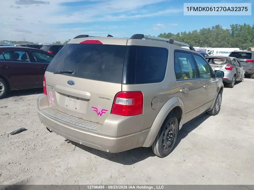 2007 FORD FREESTYLE VIN 1FMDK06127GA32375 — фото 4