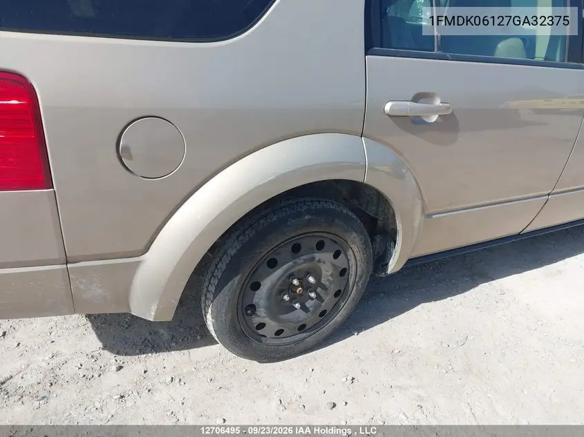 2007 FORD FREESTYLE VIN 1FMDK06127GA32375 — фото 6