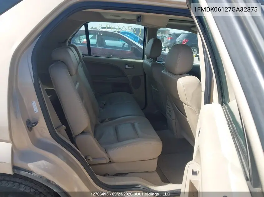 2007 FORD FREESTYLE VIN 1FMDK06127GA32375 — фото 8