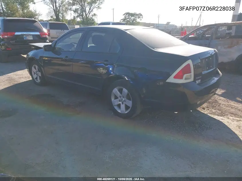 2006 FORD FUSION VIN 3FAFP07Z06R228038 — фото 3