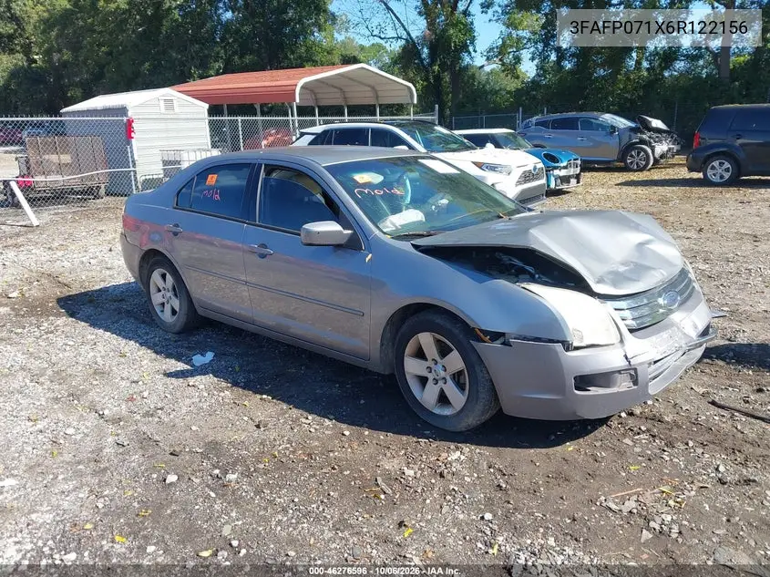 FORD FUSION 2006, VIN 3FAFP071X6R122156