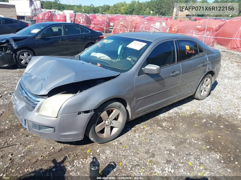 2006 FORD FUSION VIN 3FAFP071X6R122156 — фото 2