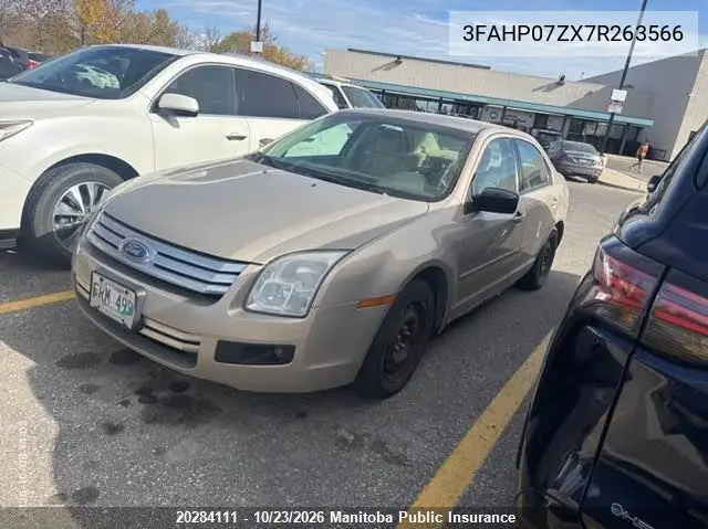 FORD FUSION 2007, VIN 3FAHP07ZX7R263566