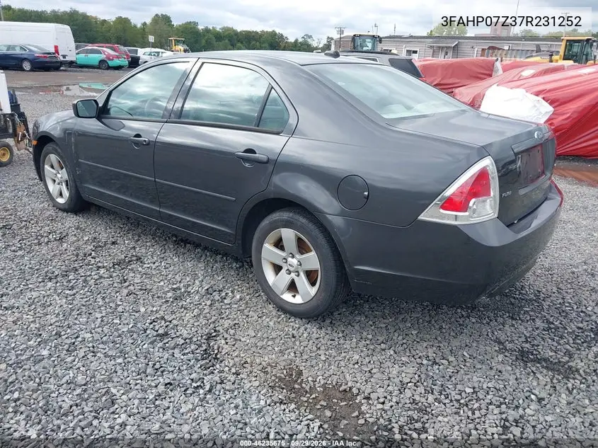 2007 FORD FUSION VIN 3FAHP07Z37R231252 — фото 3