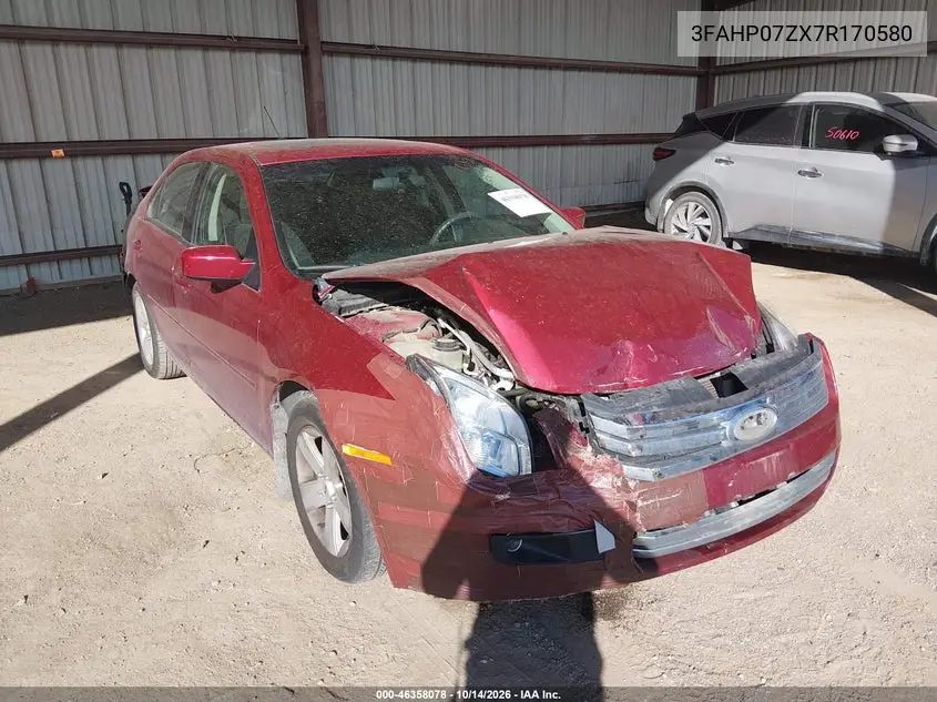 FORD FUSION 2007, VIN 3FAHP07ZX7R170580