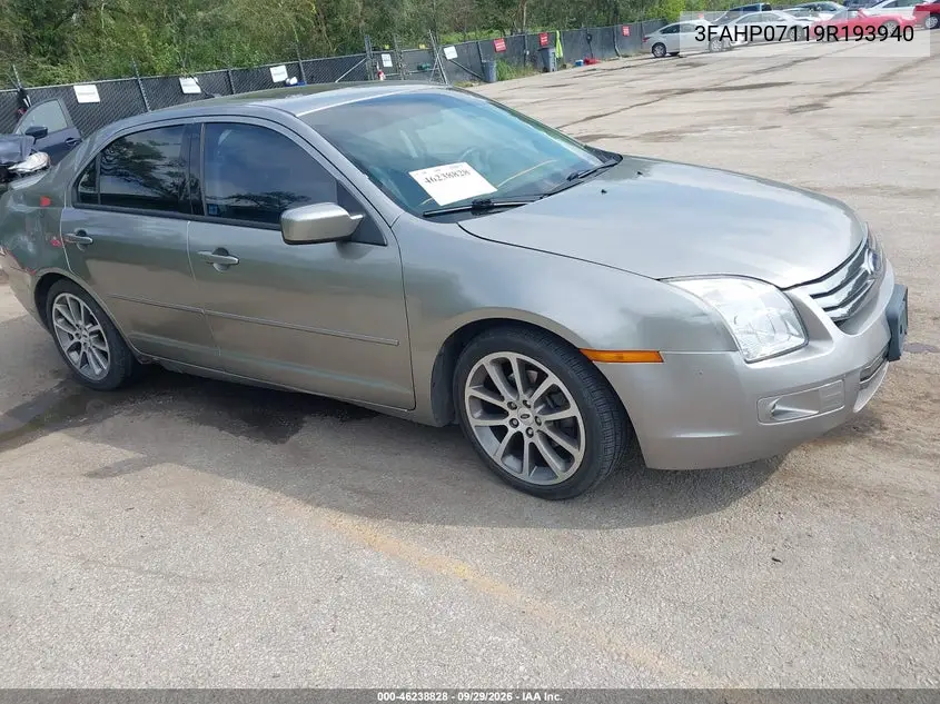 FORD FUSION 2009, VIN 3FAHP07119R193940