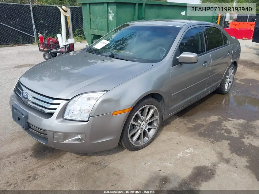 2009 FORD FUSION VIN 3FAHP07119R193940 — фото 2