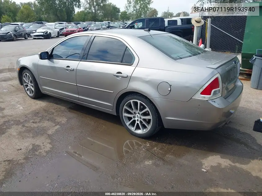 2009 FORD FUSION VIN 3FAHP07119R193940 — фото 3
