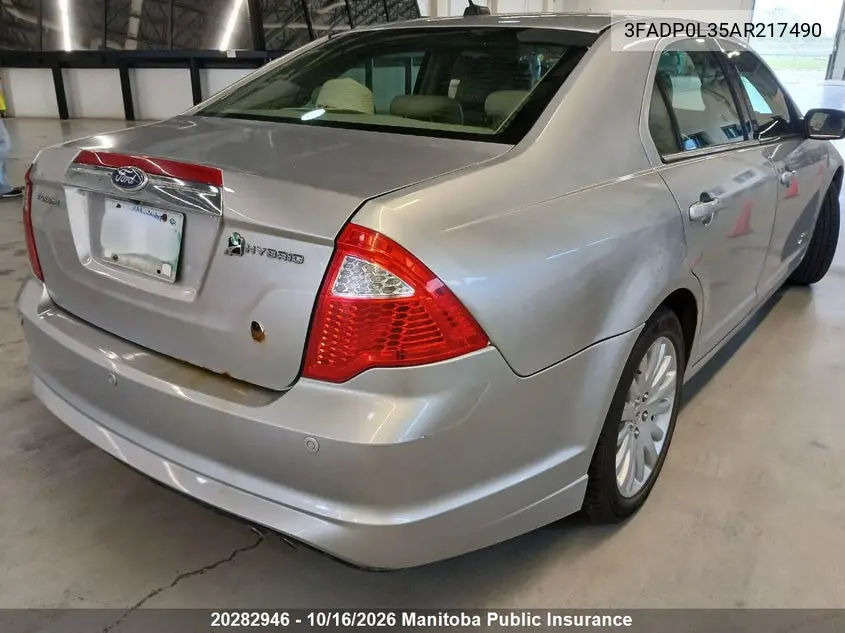 2010 FORD FUSION VIN 3FADP0L35AR217490 — фото 4
