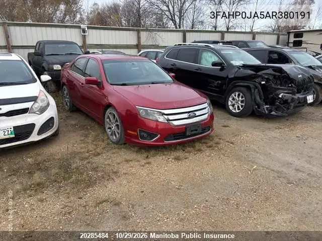 FORD FUSION 2010, VIN 3FAHP0JA5AR380191
