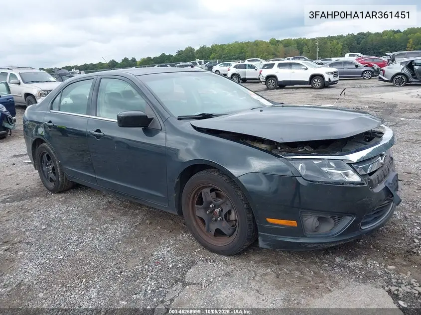 FORD FUSION 2010, VIN 3FAHP0HA1AR361451