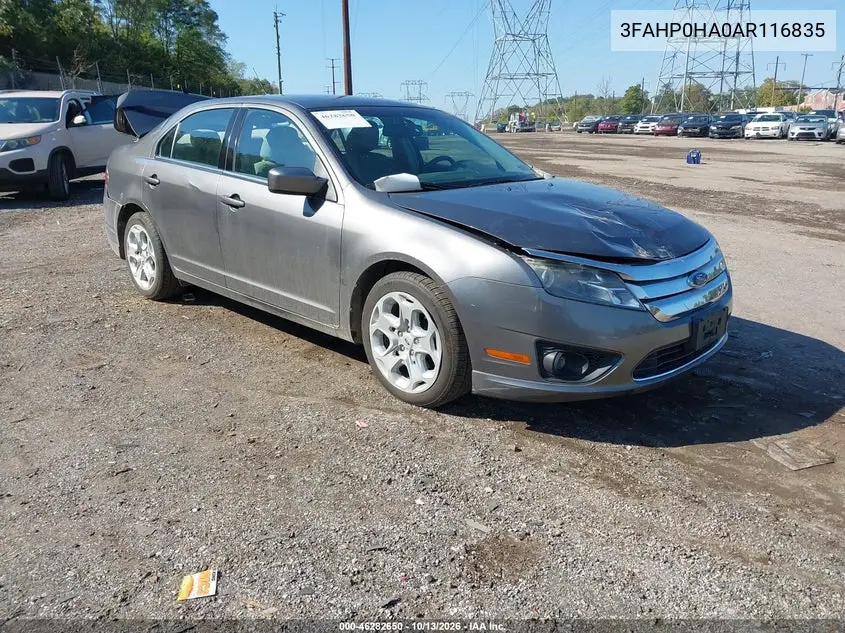 FORD FUSION 2010, VIN 3FAHP0HA0AR116835