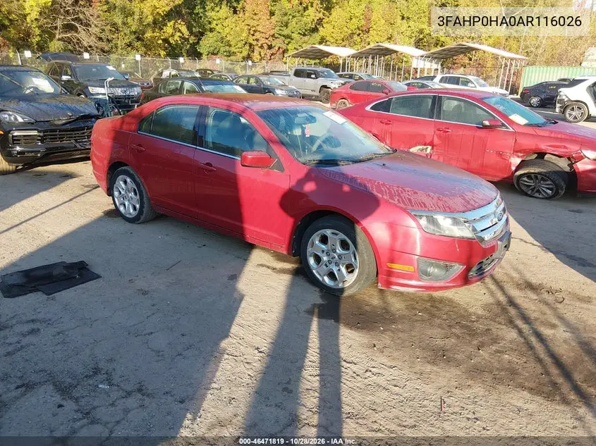 FORD FUSION 2010, VIN 3FAHP0HA0AR116026