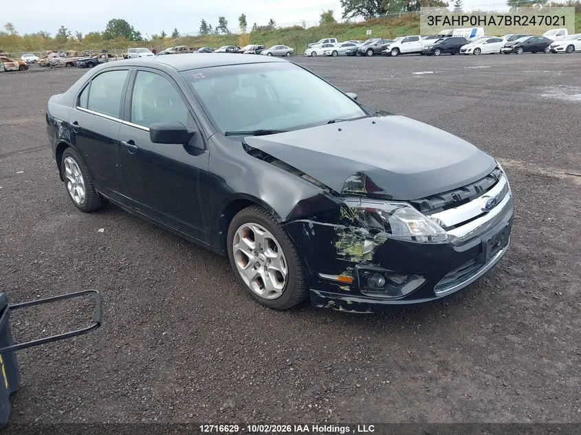 FORD FUSION 2011, VIN 3FAHP0HA7BR247021