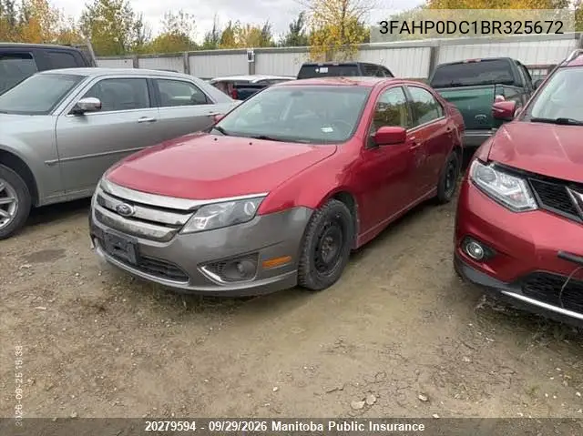 FORD FUSION 2011, VIN 3FAHP0DC1BR325672
