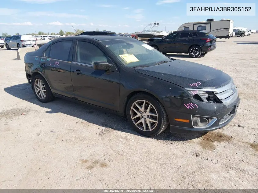 FORD FUSION 2011, VIN 3FAHP0JA3BR305152
