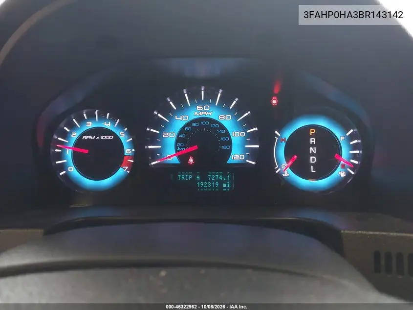 2011 FORD FUSION VIN 3FAHP0HA3BR143142 — фото 7