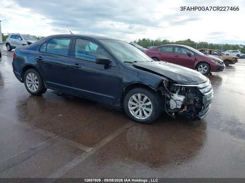 FORD FUSION 2012, VIN 3FAHP0GA7CR227466