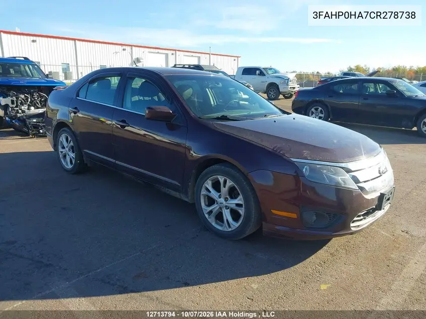 FORD FUSION 2012, VIN 3FAHP0HA7CR278738
