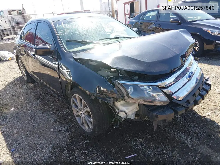 FORD FUSION 2012, VIN 3FAHP0JA0CR257840