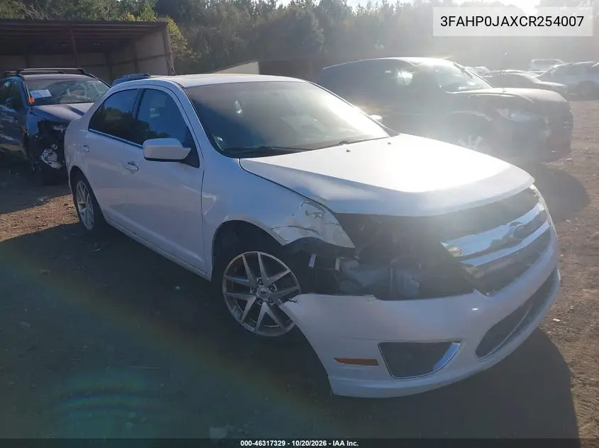FORD FUSION 2012, VIN 3FAHP0JAXCR254007