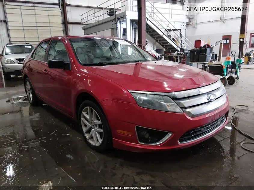 FORD FUSION 2012, VIN 3FAHP0JGXCR265674