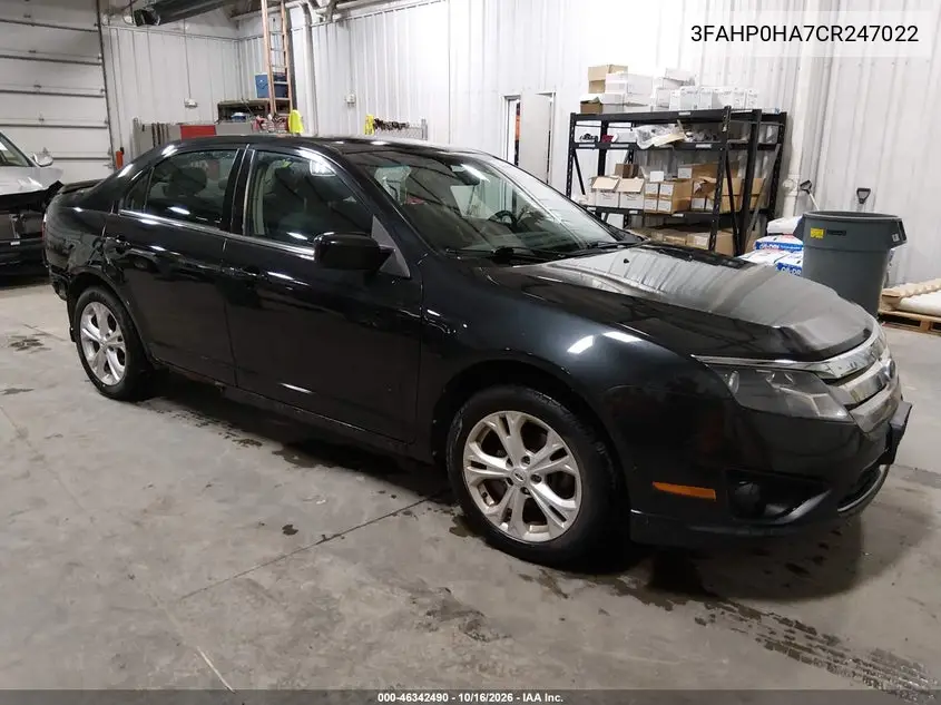 FORD FUSION 2012, VIN 3FAHP0HA7CR247022