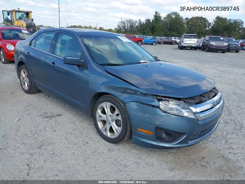 FORD FUSION 2012, VIN 3FAHP0HA0CR389745