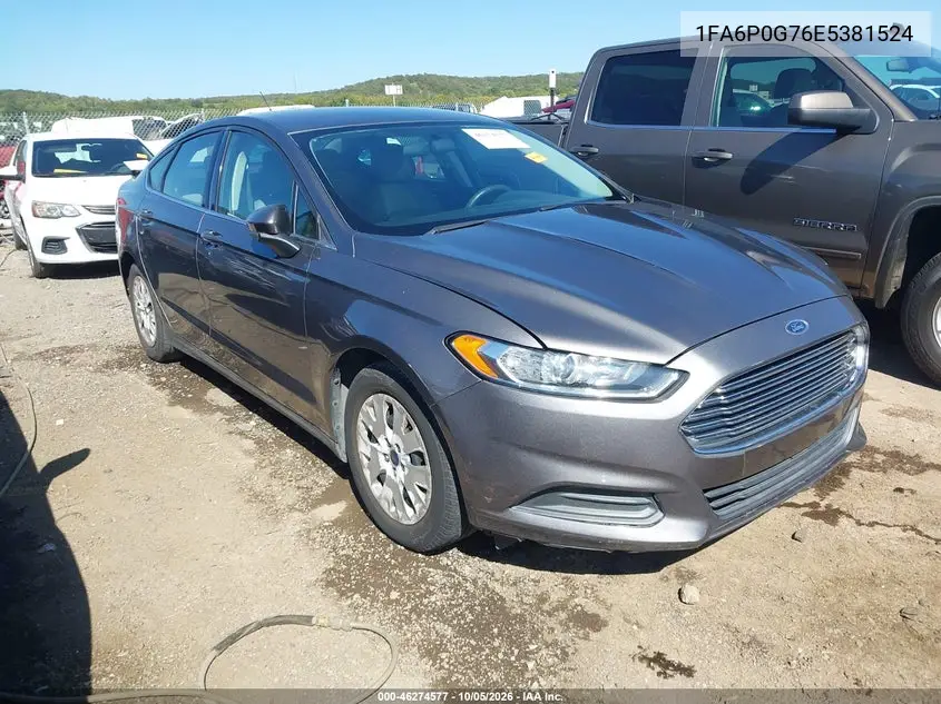 FORD FUSION 2014, VIN 1FA6P0G76E5381524