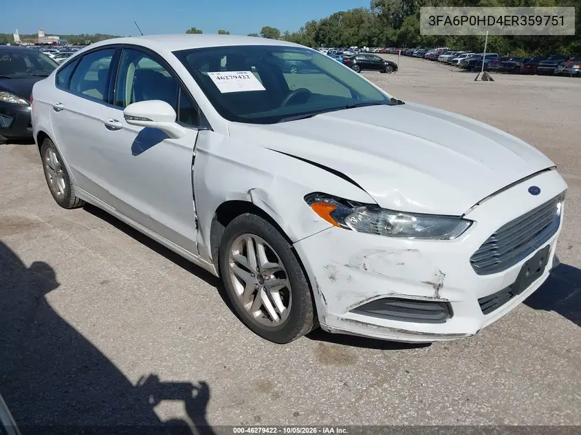 FORD FUSION 2014, VIN 3FA6P0HD4ER359751