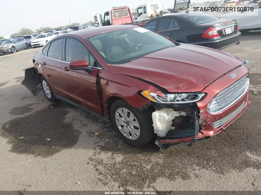 FORD FUSION 2014, VIN 3FA6P0G73ER150870
