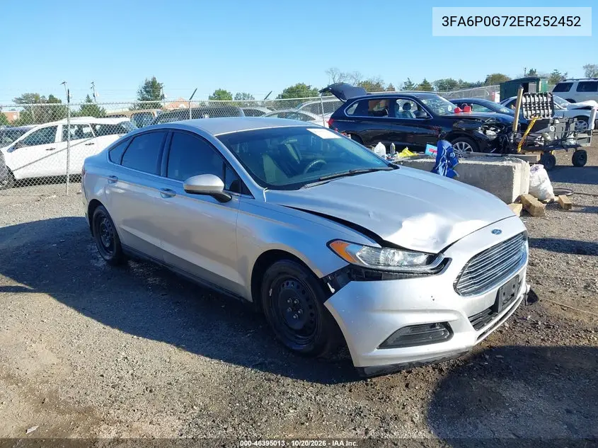 FORD FUSION 2014, VIN 3FA6P0G72ER252452