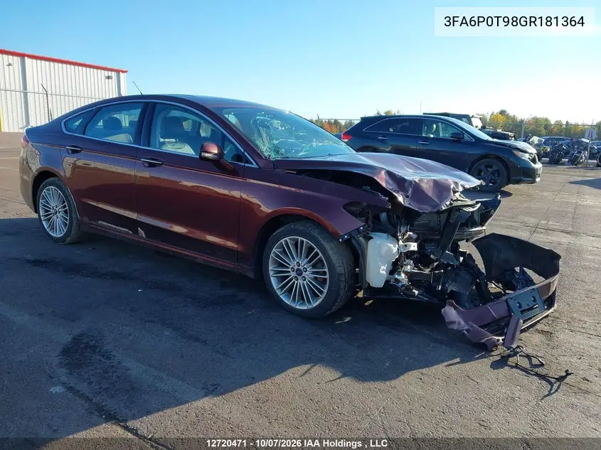 FORD FUSION 2016, VIN 3FA6P0T98GR181364