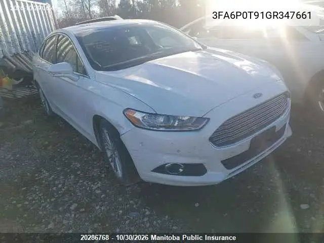 FORD FUSION 2016, VIN 3FA6P0T91GR347661