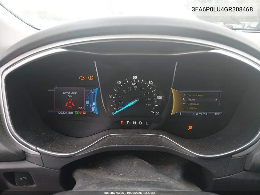 2016 FORD FUSION VIN 3FA6P0LU4GR308468 — фото 7