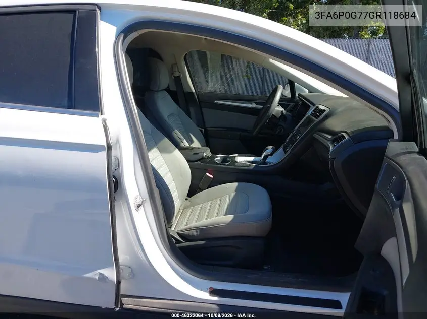 FORD FUSION 2016, VIN 3FA6P0G77GR118684