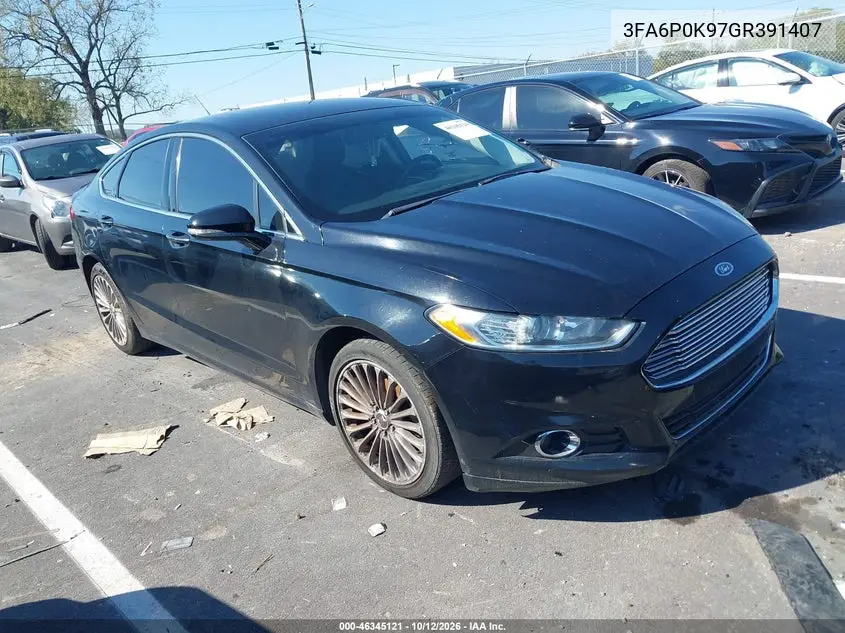 FORD FUSION 2016, VIN 3FA6P0K97GR391407