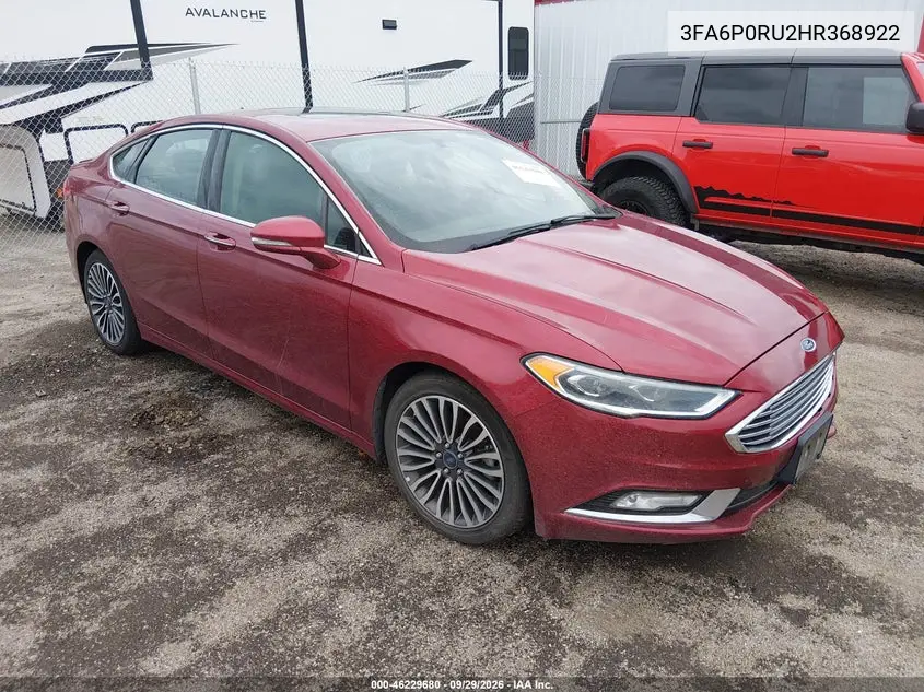 FORD FUSION 2017, VIN 3FA6P0RU2HR368922