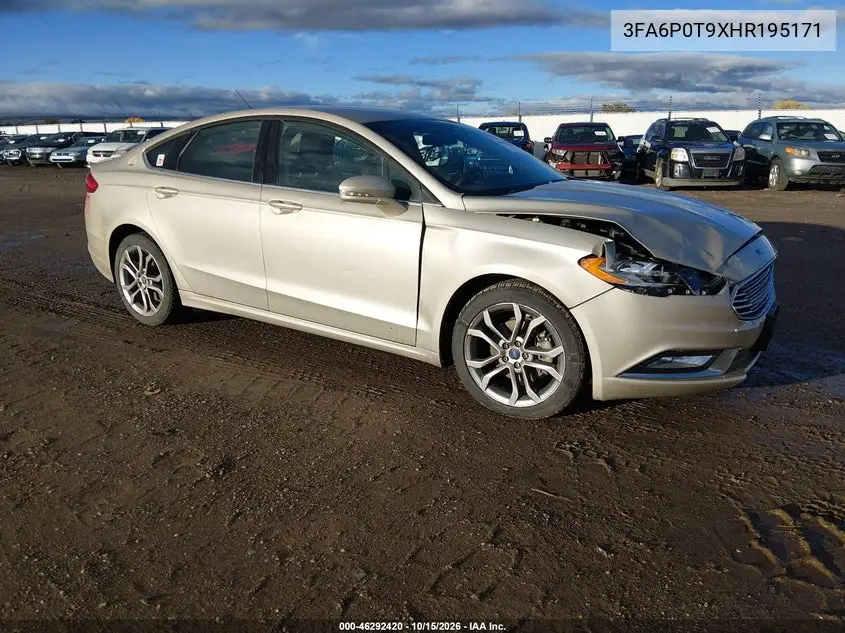FORD FUSION 2017, VIN 3FA6P0T9XHR195171