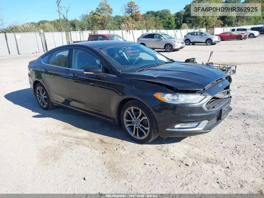 FORD FUSION 2017, VIN 3FA6P0HD9HR362925